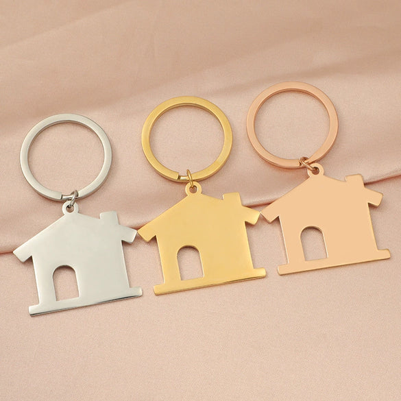 Wholesale Fashion Ol Style Stainless Steel Hollow Big House Key Pendant Key Chain Jewelry Accessories With Fine Polishing