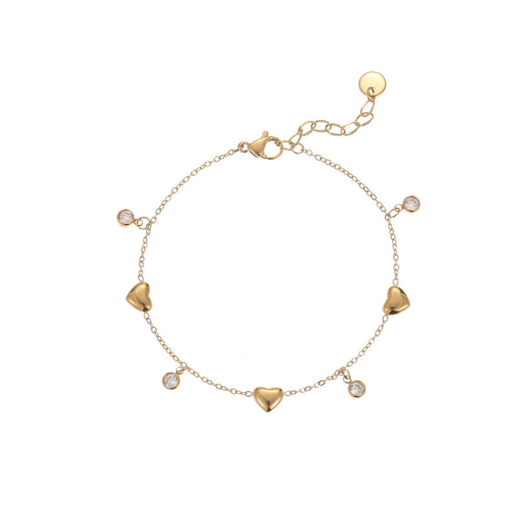 Wholesale Fashion Ol Style Stainless Steel Love Zircon Geometric Pattern Electroplated Bracelet For Women