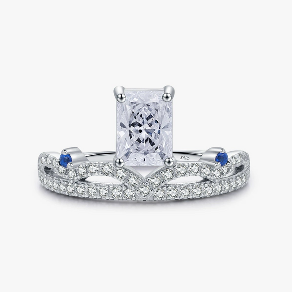 Wholesale Fashion Ol Women's S925 Silver Geometric Diamond Crown Ring