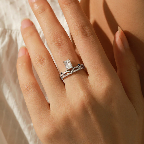 Wholesale Fashion Ol Women's S925 Silver Geometric Diamond Crown Ring