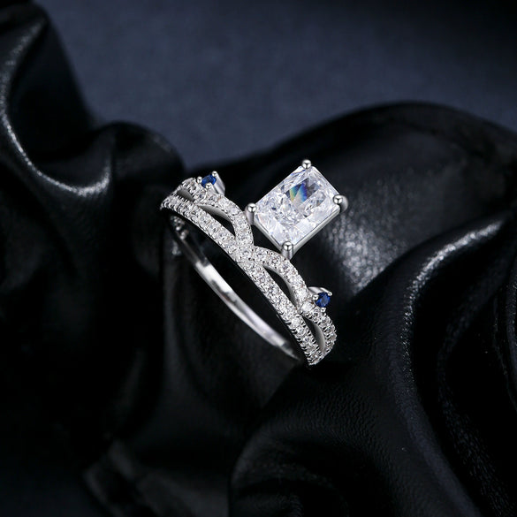 Wholesale Fashion Ol Women's S925 Silver Geometric Diamond Crown Ring