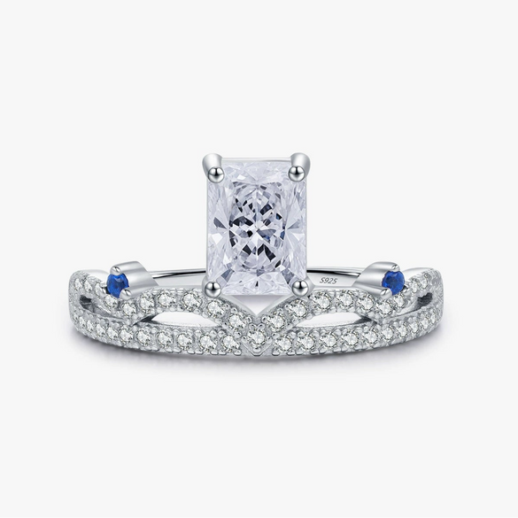 Wholesale Fashion Ol Women's S925 Silver Geometric Diamond Crown Ring