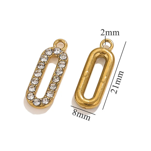 Wholesale Fashion Oval Set Crystal Spin Pin Pendant Diy Accessories Stainless Steel Geometric Totem Electroplated