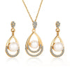 Wholesale Fashion Pearl Jewelry Set For Women Alloy Material With Geometric Styling And Electroplating Treatment Drop Necklace And Earrings Twopiece Set
