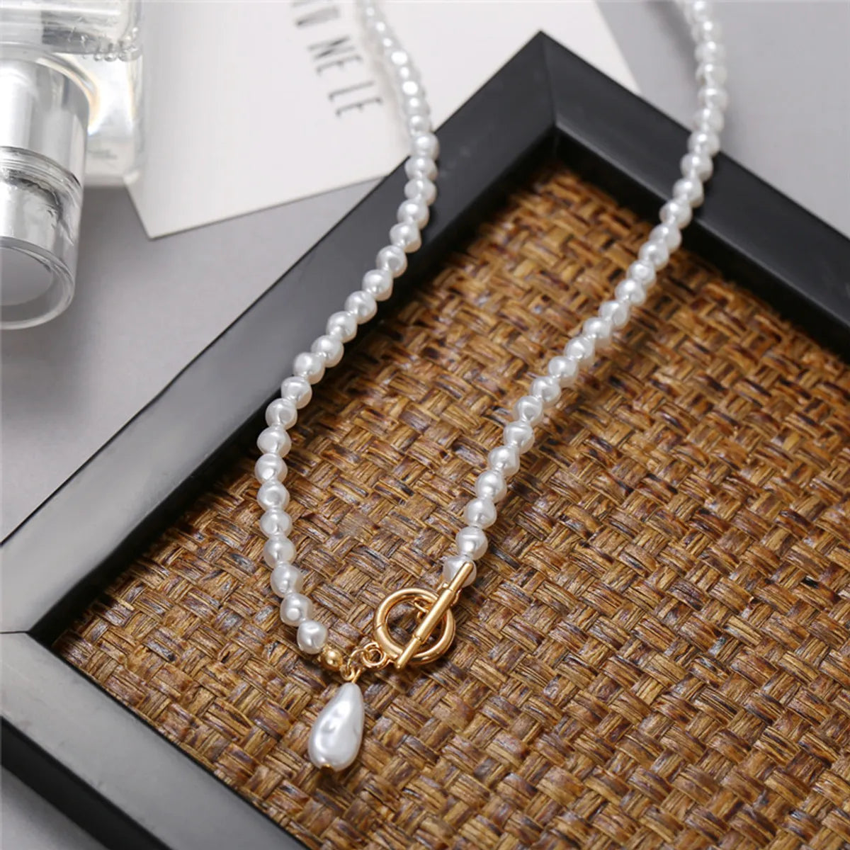 Wholesale Fashion Pearl Pendant Ot Buckle Stitching Alloy Necklace Gooddiy