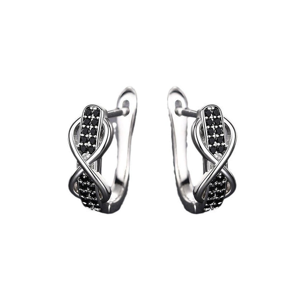 Wholesale Fashion Personality Contrast Color Earrings With Infinite 8 Lines Micro Inlay Copper Material Geometric Pattern Zircon Treatment For Women