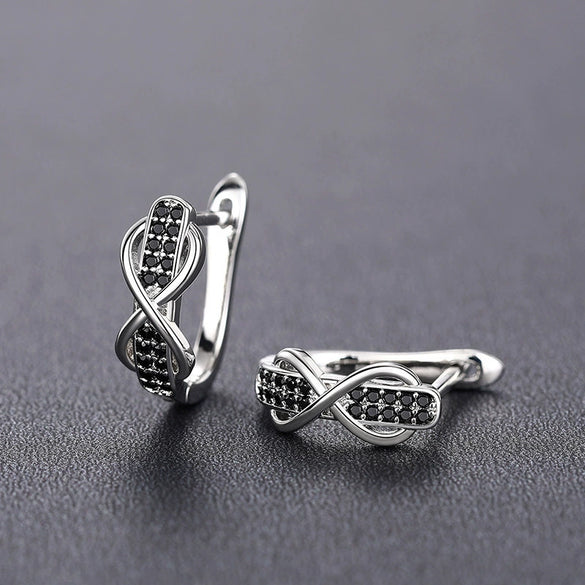 Wholesale Fashion Personality Contrast Color Earrings With Infinite 8 Lines Micro Inlay Copper Material Geometric Pattern Zircon Treatment For Women