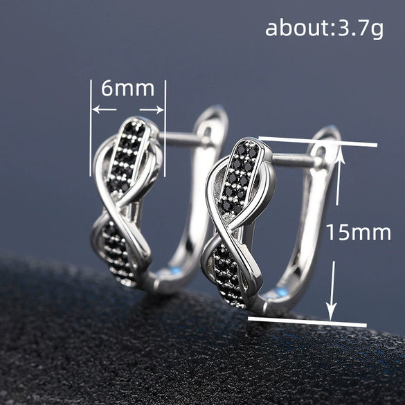 Wholesale Fashion Personality Contrast Color Earrings With Infinite 8 Lines Micro Inlay Copper Material Geometric Pattern Zircon Treatment For Women