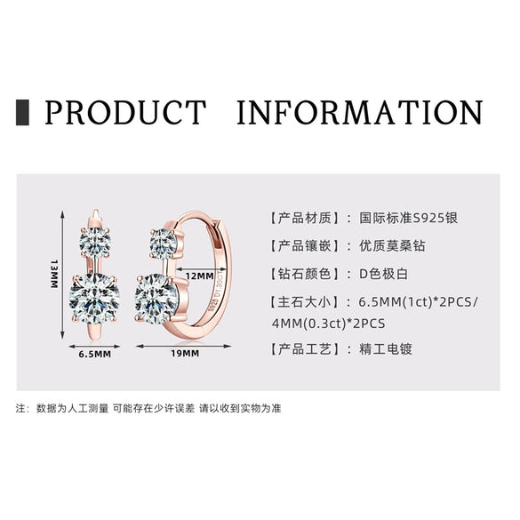 Wholesale Fashion Personality Double Wear Moissanite Earrings In S925 Sterling Silver With Geometric Style And Electroplating Treatment For Women