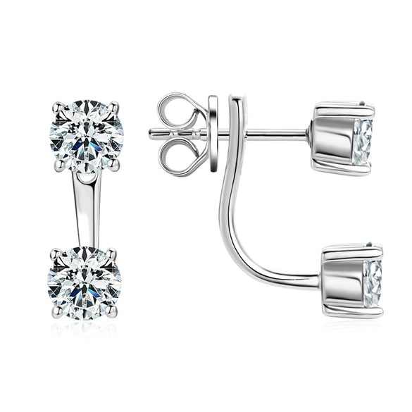 Wholesale Fashion Personality Double Wear Moissanite Earrings In S925 Sterling Silver With Geometric Style And Electroplating Treatment For Women