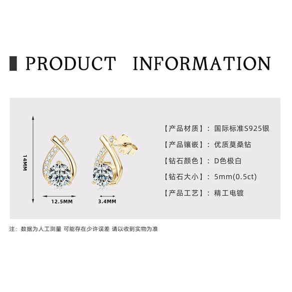 Wholesale Fashion Personality Double Wear Moissanite Earrings In S925 Sterling Silver With Geometric Style And Electroplating Treatment For Women