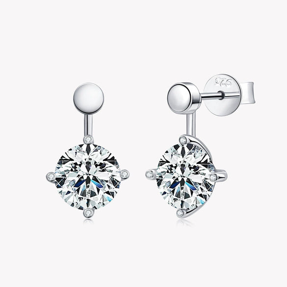 Wholesale Fashion Personality Double Wear Moissanite Earrings In S925 Sterling Silver With Geometric Style And Electroplating Treatment For Women