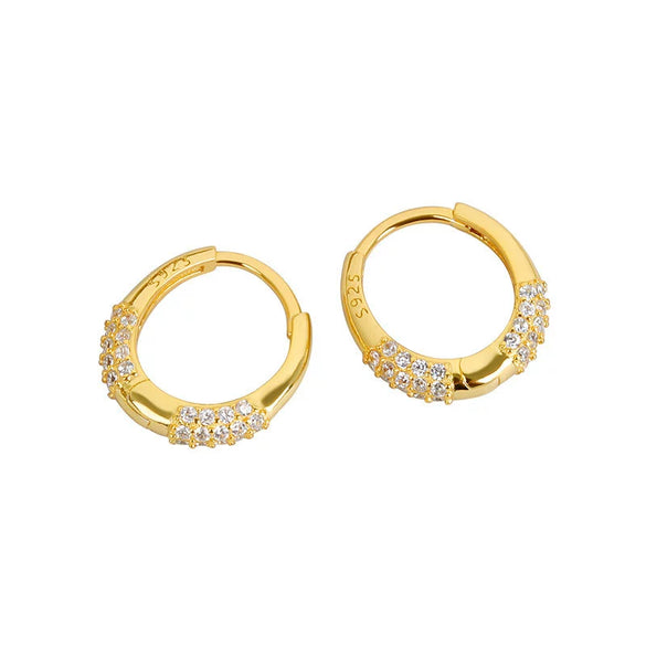 Wholesale Fashion Personality 925 Silver Earrings Inlaid With Zircon Geometric Circle Electroplated