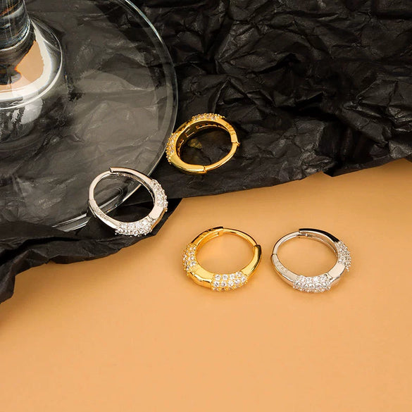 Wholesale Fashion Personality 925 Silver Earrings Inlaid With Zircon Geometric Circle Electroplated