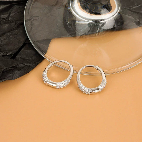 Wholesale Fashion Personality 925 Silver Earrings Inlaid With Zircon Geometric Circle Electroplated