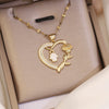 Wholesale Fashion Plated Copper Love Heart Shape Butterfly Pendant Necklace