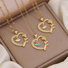 Wholesale Fashion Plated Copper Love Heart Shape Butterfly Pendant Necklace