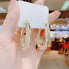 Wholesale Fashion Prismatic Clip Net Earrings For Women Alloy Material With Micro Inlay And Electroplating Rhombus Pattern