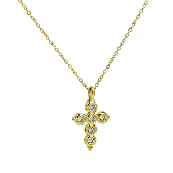 Wholesale Fashion Religious Cross Pendant Necklace Brass Zircon Electroplated For Women