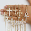 Wholesale Fashion Religious Cross Pendant Necklace Brass Zircon Electroplated For Women
