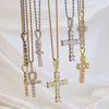 Wholesale Fashion Religious Cross Pendant Necklace Brass Zircon Electroplated For Women