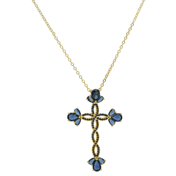 Wholesale Fashion Religious Cross Pendant Necklace Brass Zircon Electroplated For Women