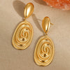 Wholesale Fashion Retro Conch Shape Oval Stainless Steel Earrings With Electroplating For Women