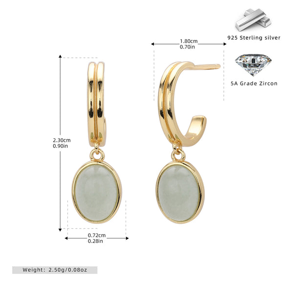 Wholesale Fashion Retro Court Style Earrings With Dongling Jade Pendant 925 Silver Electroplated For Women