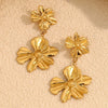 Wholesale Fashion Retro Elegant Women's Stainless Steel Geometric And Flower Splicing 18K Gold Plated Earrings