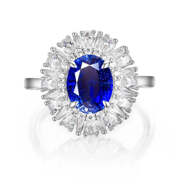 Wholesale Fashion Retro Geometric Cultured Color Gem Ring S925 Silver Inlaid With Diamonds