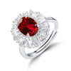 Wholesale Fashion Retro Geometric Cultured Color Gem Ring S925 Silver Inlaid With Diamonds