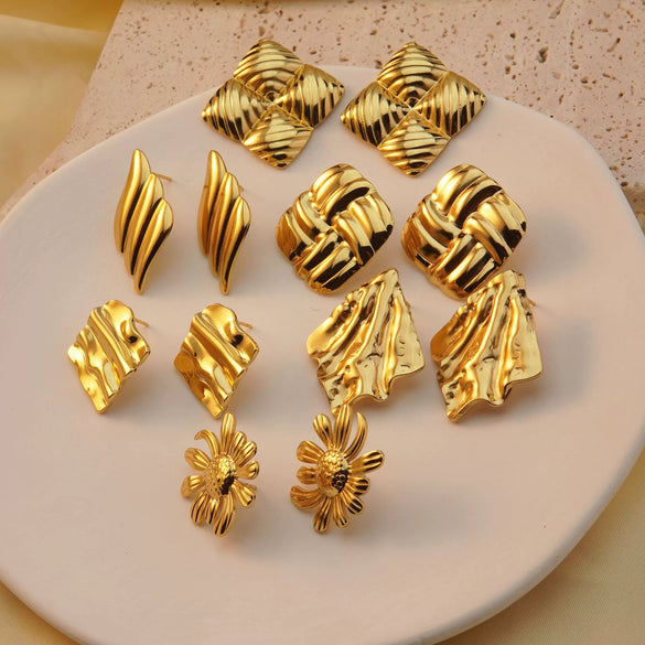 Wholesale Fashion Retro Geometric Stainless Steel Earrings With Stamping Treatment
