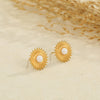 Wholesale Fashion Retro Gold Electroplated Stainless Steel Geometric Sunshaped Women's Earrings With Natural Stones