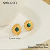 Wholesale Fashion Retro Gold Electroplated Stainless Steel Geometric Sunshaped Women's Earrings With Natural Stones