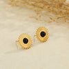 Wholesale Fashion Retro Gold Electroplated Stainless Steel Geometric Sunshaped Women's Earrings With Natural Stones