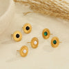Wholesale Fashion Retro Gold Electroplated Stainless Steel Geometric Sunshaped Women's Earrings With Natural Stones
