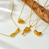 Wholesale Fashion Retro Gold Plated Stainless Steel Geometric Heart Shape Pendant Snake Bone Chain Necklace For Women