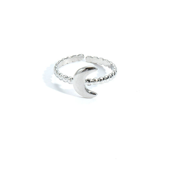 Wholesale Fashion Retro Multilayer Titanium Steel Ring With Crown Moon Heart Flower Leaf Letter Number Text Shape For Women