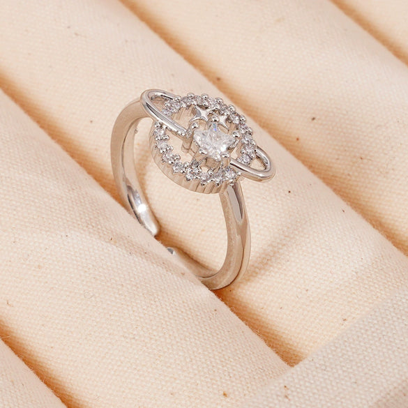Wholesale Fashion Retro Simple Love Copper Ring Inlaid Zircon With Geometric Pattern And Electroplating For Women