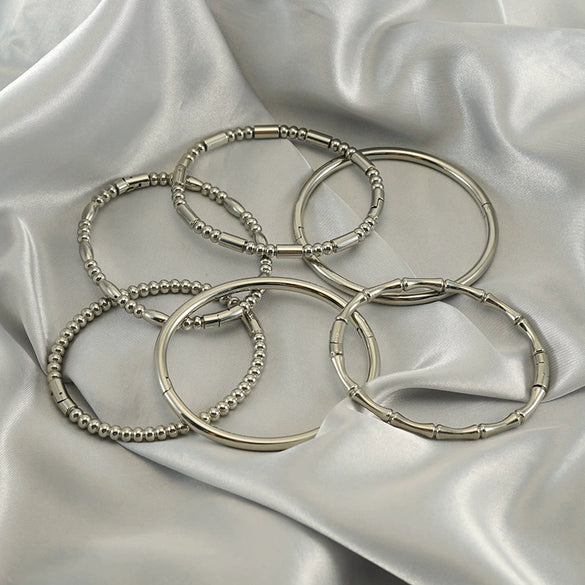 Wholesale Fashion Retro Style Stainless Steel Geometric Bracelet With Electroplating