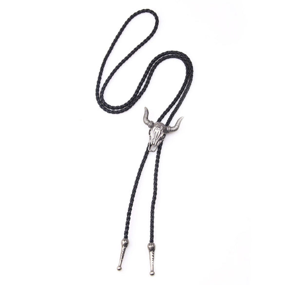 Wholesale Fashion Retro Unisex Alloy And Artificial Leather Animal Cow Head Handmade Necklace