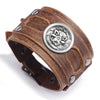 Wholesale Fashion Retro Wide Leather Alloy Bracelet With Animal Zodiac Pattern For Men