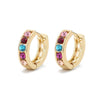 Wholesale Fashion Round Color Diamond Earrings For Women Copper Simple Style Set With Diamonds