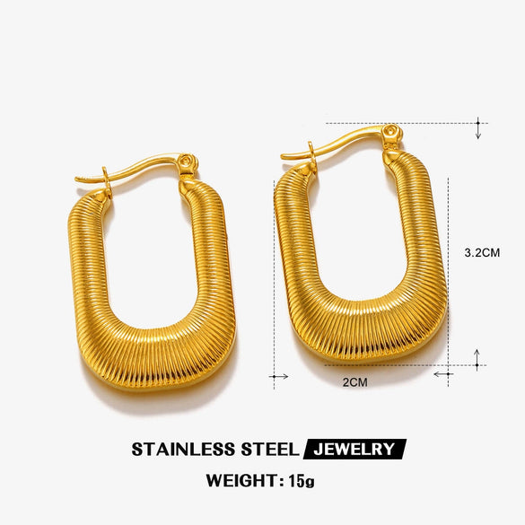 Wholesale Fashion Round Geometric Oval Titanium Steel Earrings For Women Electroplated With 18K Gold
