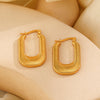 Wholesale Fashion Round Geometric Oval Titanium Steel Earrings For Women Electroplated With 18K Gold
