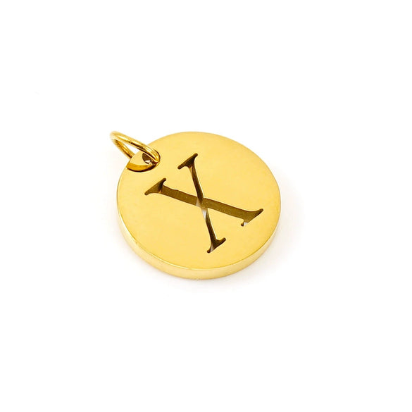 Wholesale Fashion Round Hollow English Letter Pendant In Titanium Steel With Cutting Process