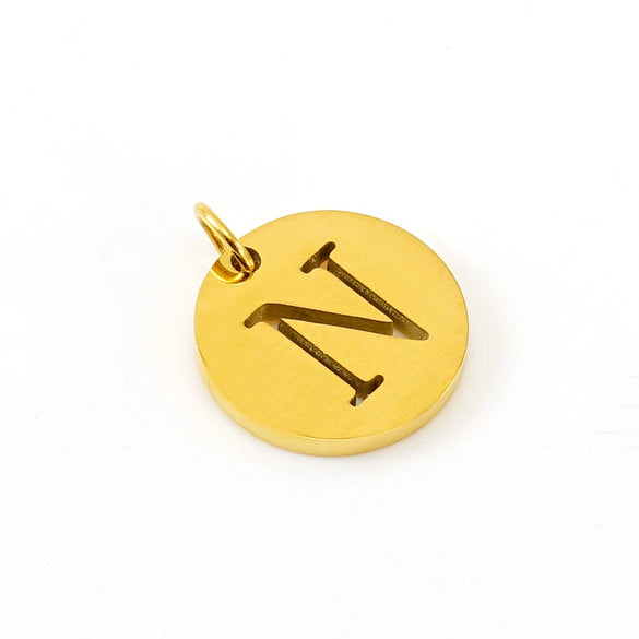 Wholesale Fashion Round Hollow English Letter Pendant In Titanium Steel With Cutting Process