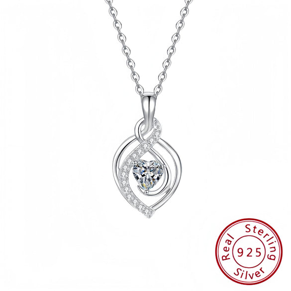 Wholesale Fashion S925 Silver Heart Shape Pendant Necklace