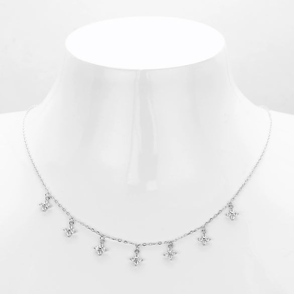 Wholesale Fashion S925 Sterling Silver Clavicle Chain With Inlaid Zircon And Star Pattern For Women