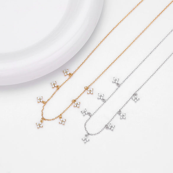 Wholesale Fashion S925 Sterling Silver Clavicle Chain With Inlaid Zircon And Star Pattern For Women